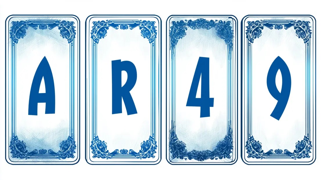 Carte con lettere A, R e numeri 4, 9, rappresentazione grafica del Test di Wason per illustrare regole condizionali.